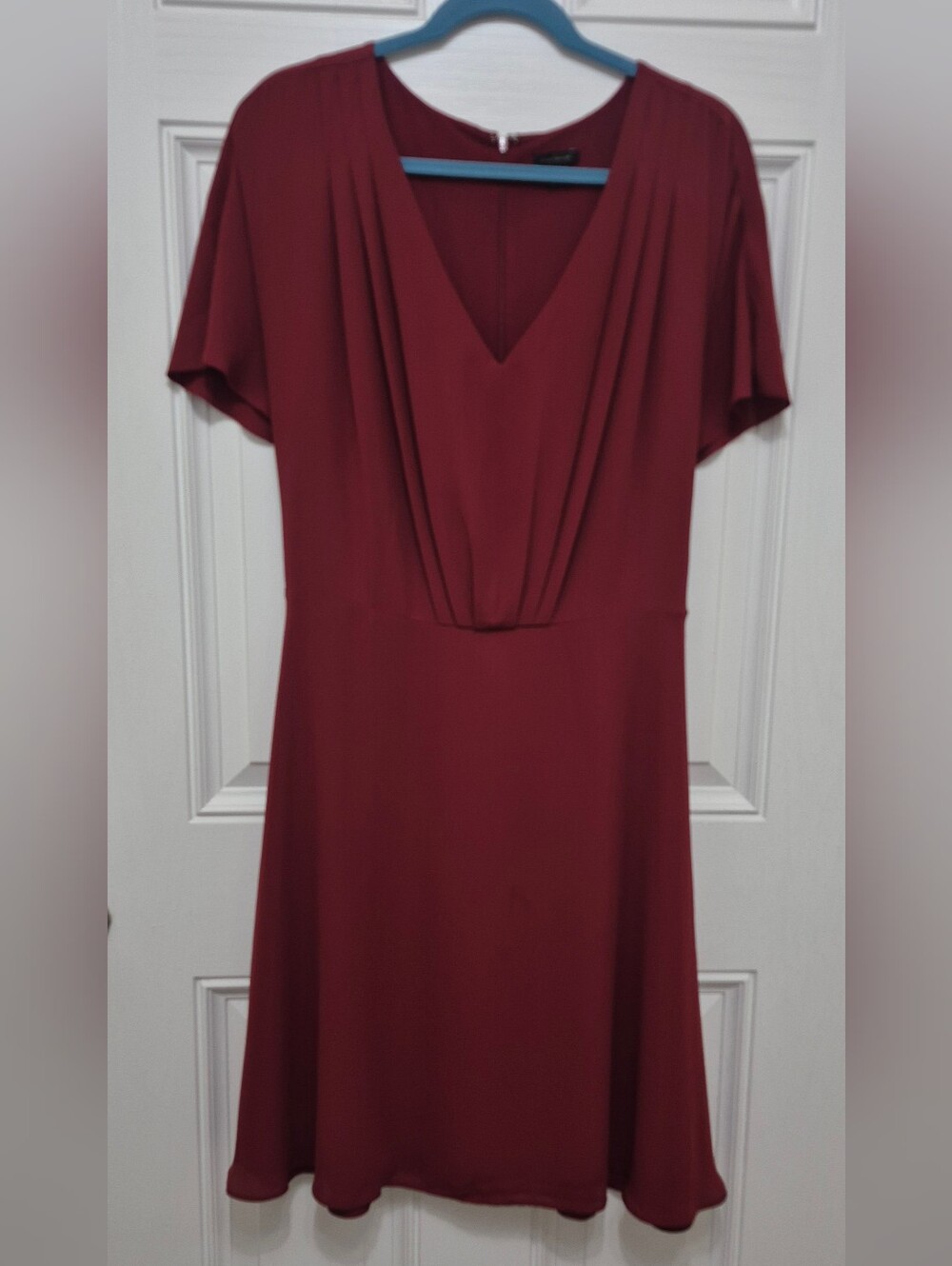 Ann Taylor Elegant Burgundy/Rust V-Neck Draped Evening Dress Sz 18